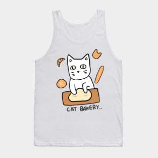 White Cat Bakery Neko Cute Kawaii Funny Meme Cooking Bread Tank Top